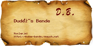 Dudás Bende névjegykártya